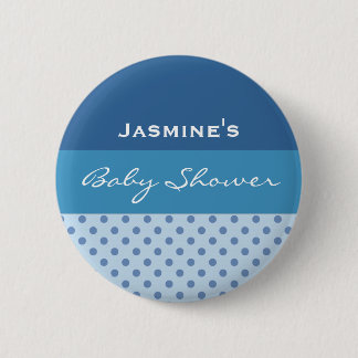 Chapa Redonda De 5 Cm Nombre azul del personalizado de Baby Shower del
