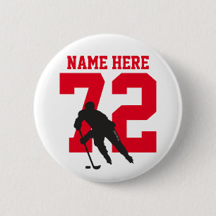 Chapa Redonda De 5 Cm Nombre de jugador de hockey personalizado Número P