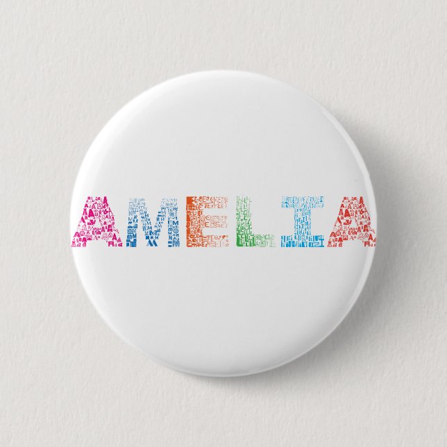 Chapa Redonda De 5 Cm Nombre de letra de Amelia (Anverso)