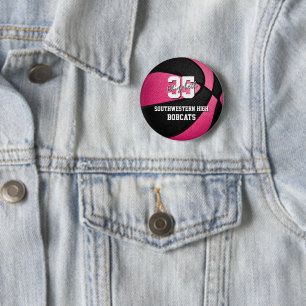 Chapa Redonda De 5 Cm nombre del equipo de baloncesto del chica negro ro