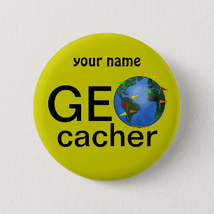 Chapa Redonda De 5 Cm Nombre del personalizado de Geocaching de la