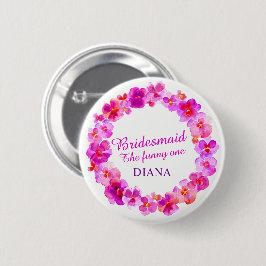 Chapa Redonda De 5 Cm Nombre del personalizado de la flor del rosa del
