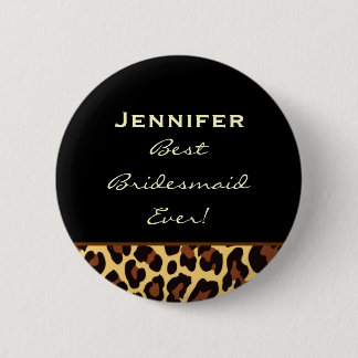 Chapa Redonda De 5 Cm Nombre del personalizado del leopardo del oro de
