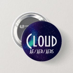 Chapa Redonda De 5 Cm Nombre ___ + Galaxia de Personalizable Pronouns