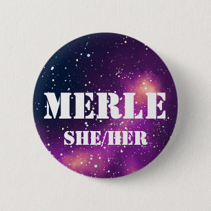 Chapa Redonda De 5 Cm Nombre ___ + Galaxia de Personalizable Pronouns