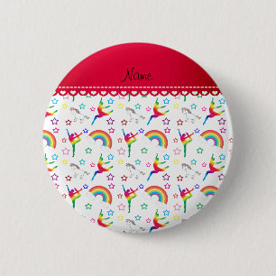 Chapa Redonda De 5 Cm Nombre gimnasia blanca arinbows unicornios