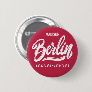Chapa Redonda De 5 Cm Nombre personalizado Berlín Alemania Coordenadas