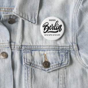 Chapa Redonda De 5 Cm Nombre personalizado Berlín Alemania Coordenadas