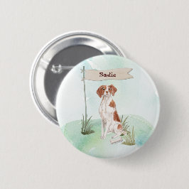 Chapa Redonda De 5 Cm Nombre personalizado Brittany perro mascota