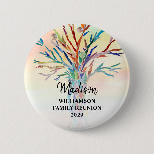 Chapa Redonda De 5 Cm Nombre personalizado del árbol familiar colorido d