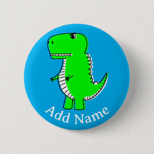 Chapa Redonda De 5 Cm Nombre personalizado del dibujo de dinosaurios ver