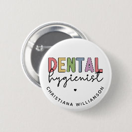 Chapa Redonda De 5 Cm Nombre personalizado Higienista dental Regalos RDH