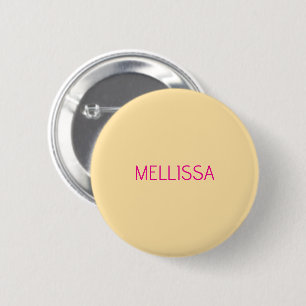 Chapa Redonda De 5 Cm Nombre personalizado minimalista crema 