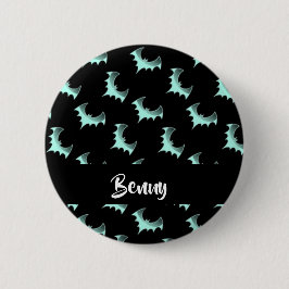 Chapa Redonda De 5 Cm Nombre personalizado murciélagos azules