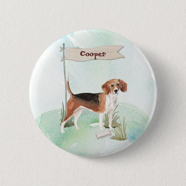 Chapa Redonda De 5 Cm Nombre personalizado Perro Mascota Beagle (Anverso)