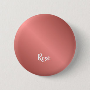 Chapa Redonda De 5 Cm Nombre personalizado rosa dorado