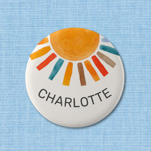 Chapa Redonda De 5 Cm Nombre personalizado Sol