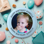 Chapa Redonda De 5 Cm Nombre personalizado y cumpleaños de la foto<br><div class="desc">Cumpleaños feliz para ti,  agrega nombre y foto a este botón personalizado de cumpleaños o chica.</div>