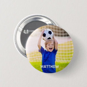 Chapa Redonda De 5 Cm Nombre personalizado y fútbol deporte foto 