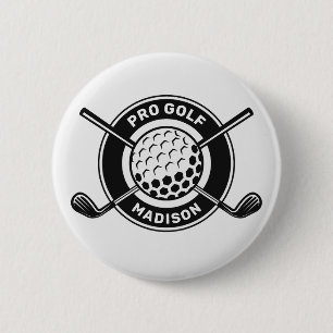 Chapa Redonda De 5 Cm Nombre personalizado y golf de texto