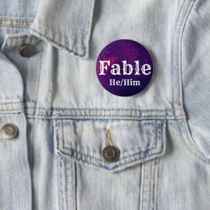 Chapa Redonda De 5 Cm Nombre ___ + Pronouns Personalizable Galaxia