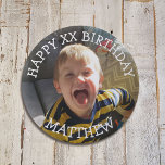 Chapa Redonda De 5 Cm Nombre y edad de cumpleaños feliz y personalizado<br><div class="desc">Personalice este botón de cumpleaños agregando la imagen,  el nombre y la edad de cumpleaños de su hijo a este botón en el área del personalizar.</div>