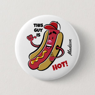 Chapa Redonda De 5 Cm Nombre y texto personalizados Perro caliente
