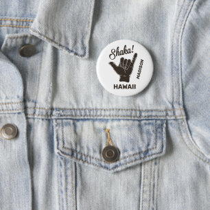 Chapa Redonda De 5 Cm Nombre y ubicación personalizados Shaka