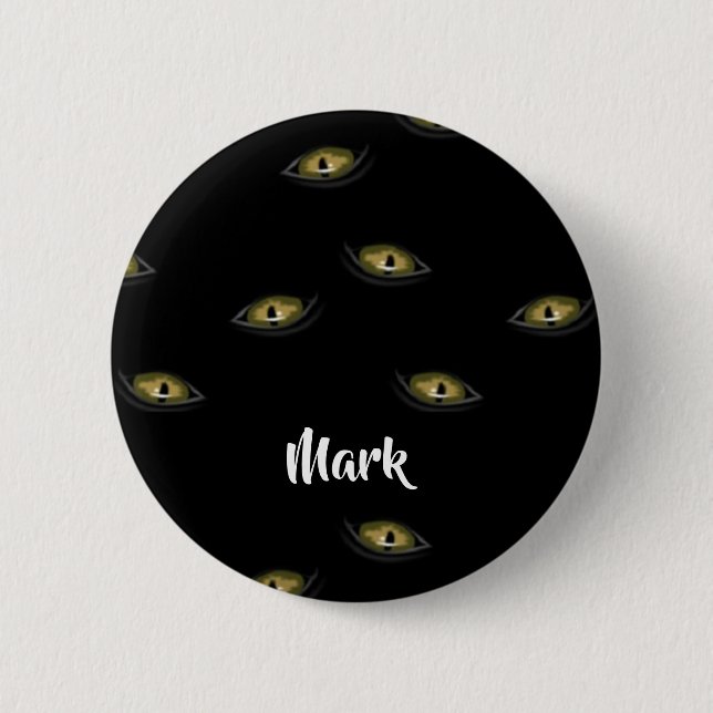 Chapa Redonda De 5 Cm Nombres personalizados ojos de gato en negro (Anverso)