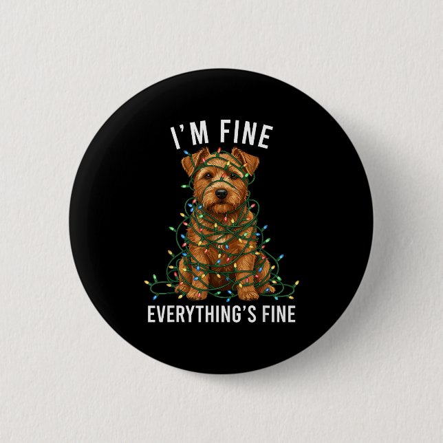 Chapa Redonda De 5 Cm Norfolk Terrier Christmas I'm Fine Everything Is F (Anverso)