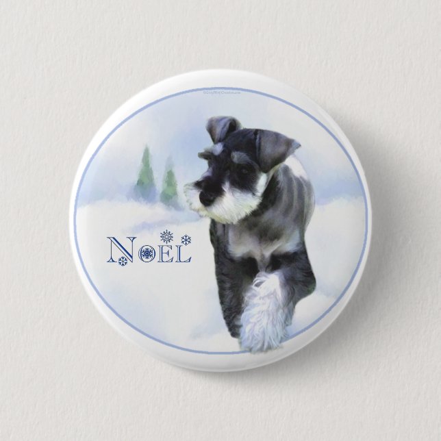 Chapa Redonda De 5 Cm Norma Schnauzer Noel (Anverso)