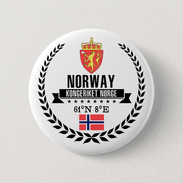 Chapa Redonda De 5 Cm Noruega (Anverso)