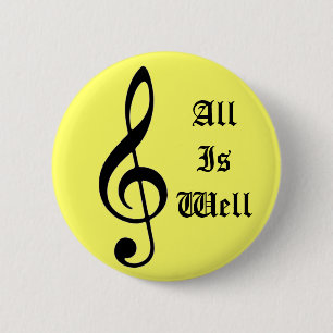 Chapa Redonda De 5 Cm Nota musical, AllIsWell