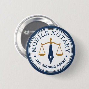 Chapa Redonda De 5 Cm Notaría Móvil Personalizada Firma Legal Azul Marin
