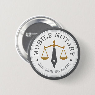Chapa Redonda De 5 Cm Notaría Móvil Personalizada Firma Legal Gris Dorad