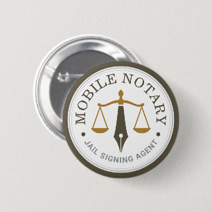 Chapa Redonda De 5 Cm Notaría Móvil Personalizada Firma Legal Khaki Gold
