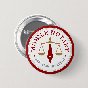 Chapa Redonda De 5 Cm Notaría Móvil Personalizada Firma Legal Rojo Dorad