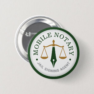 Chapa Redonda De 5 Cm Notaría Móvil Personalizada Firma Legal Verde Dora