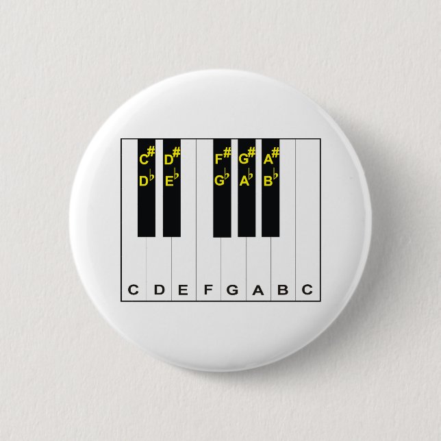 Chapa Redonda De 5 Cm Notas del piano (Anverso)