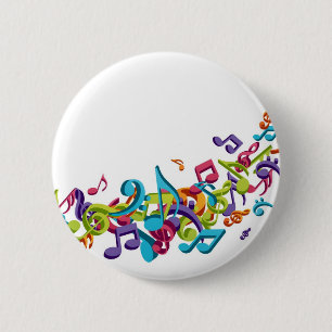 Chapa Redonda De 5 Cm notas y sonidos coloridos frescos de la música