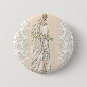 Chapa Redonda De 5 Cm Novia Art Deco