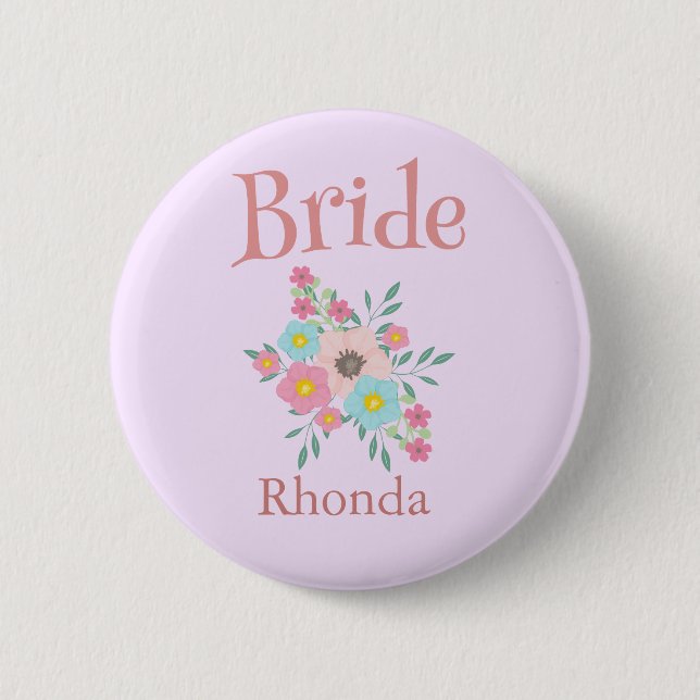 Chapa Redonda De 5 Cm Novia Boda floral (Anverso)