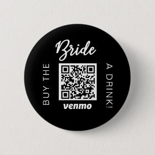 Chapa Redonda De 5 Cm Novia Compra Una Bebida Con El Código QR Venmo Bla