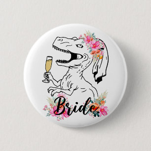 Chapa Redonda De 5 Cm Novia de Dinosaurio Dama de Honor Floral Despedida