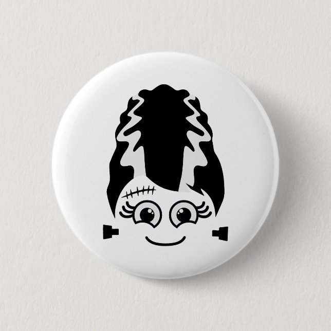 Chapa Redonda De 5 Cm Novia De Frankenstein Monster Cute Halloween Costu (Anverso)