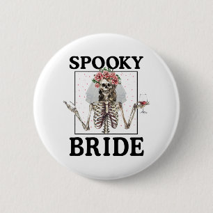 Chapa Redonda De 5 Cm Novia Espeluznante Dama de Honor Esqueleto Hallowe
