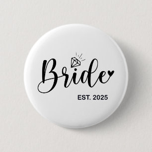 Chapa Redonda De 5 Cm Novia Est. 2025 Fiancée Mrs. Wife Bachelorette Par