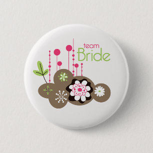 Chapa Redonda De 5 Cm Novia floral del equipo
