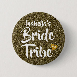 Chapa Redonda De 5 Cm Novia Tribu Oro Fecha Corazón Personalizado Brillo