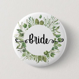 Chapa Redonda De 5 Cm Novia wreath de hoja botánica acuarela Caligrafía